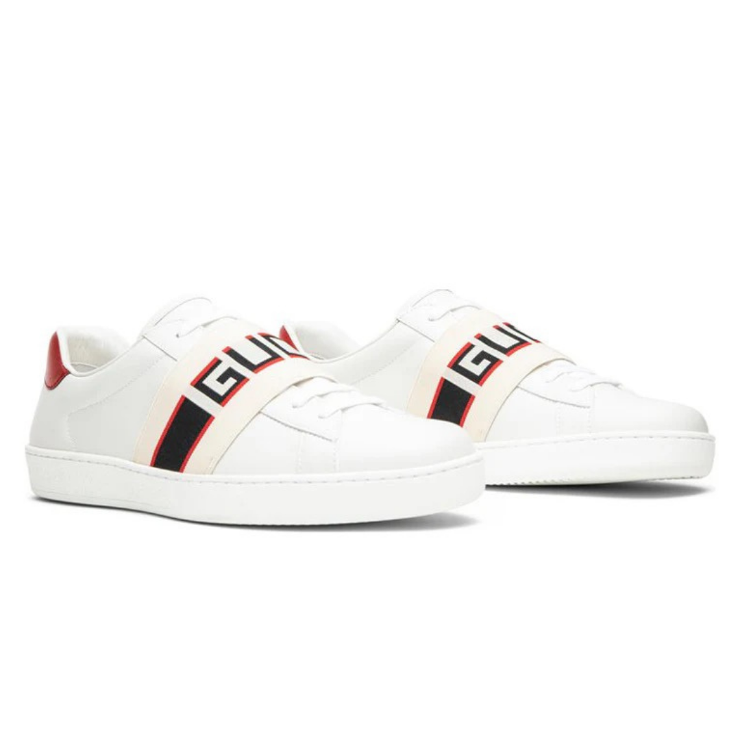 Stripe Cuir Blanc Rouge Noir