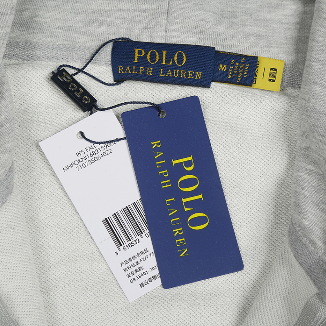 Sweat à Capuche Polo Gris Zippé