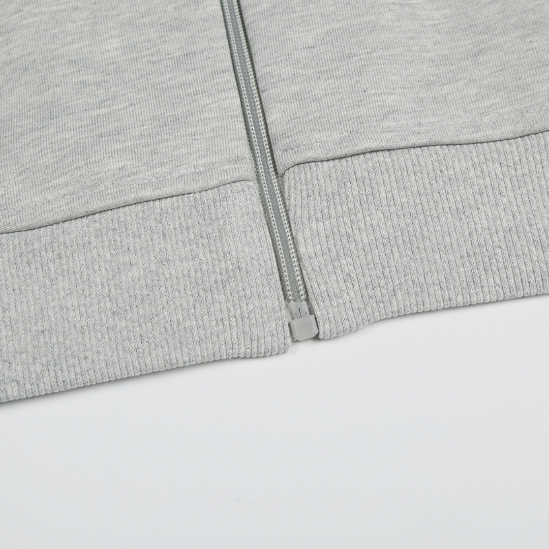 Sweat à Capuche Polo Gris Zippé