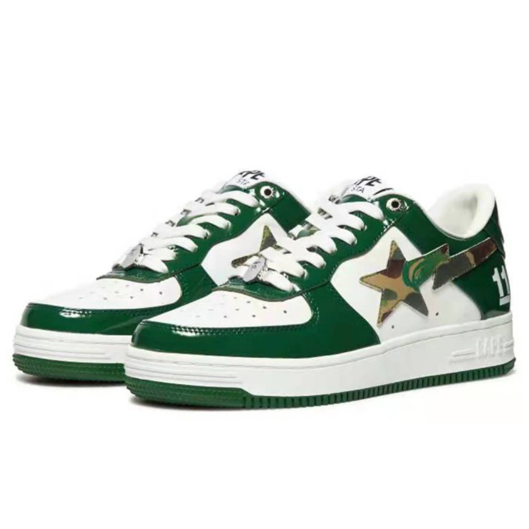 Bape Bapesta Dark Vert Camo Blanc