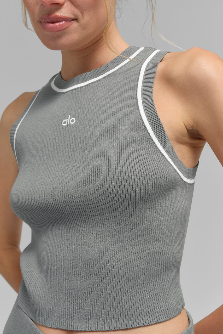 Ribbed Knit Highline Cropped Tank