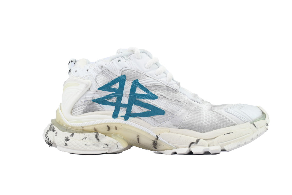 BALENCI Runner Graffiti Blanc Bleu
