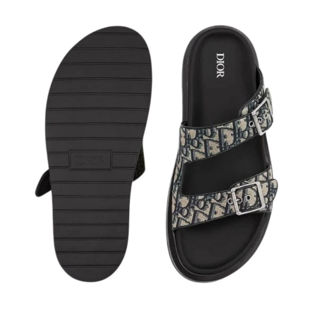Sandales Oblique Beige Noir
