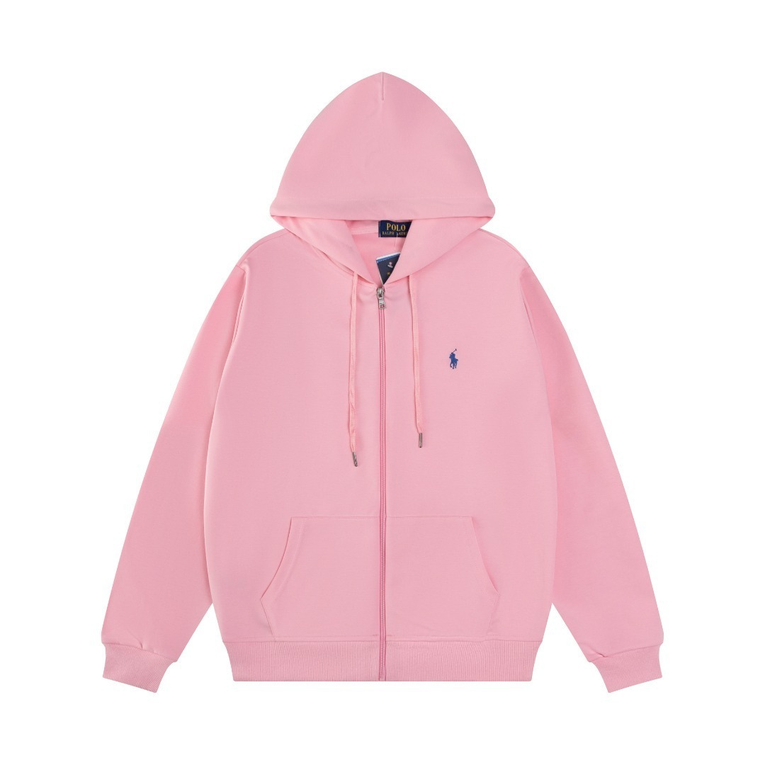 Sweat à Capuche Polo Rose Zippé