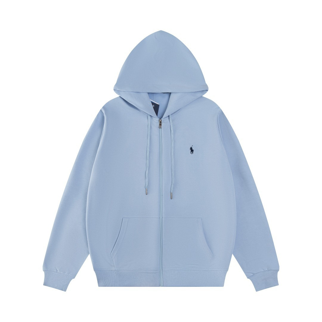 Sweat à Capuche Polo Bleu Zippé