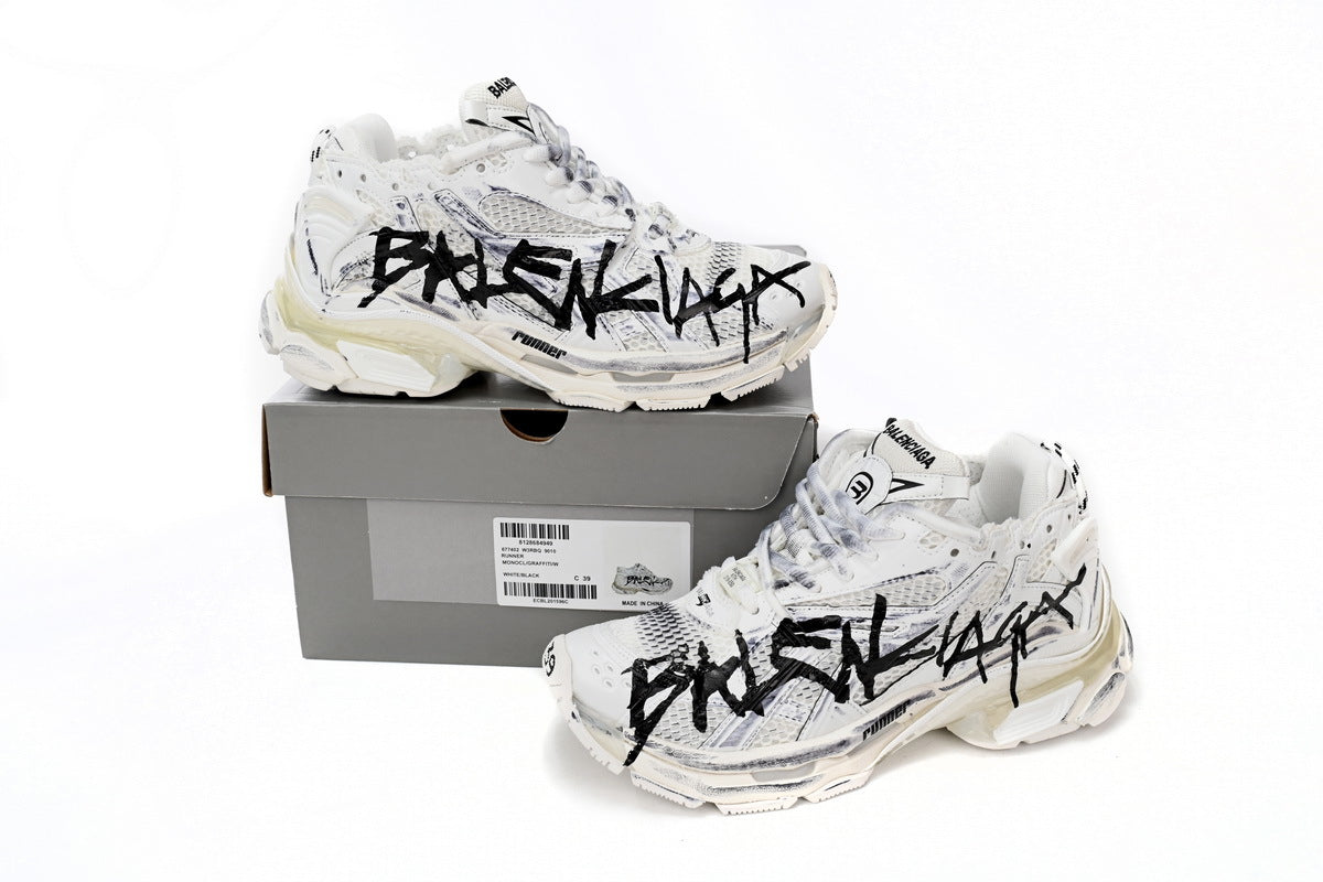 BALENCI Runner Graffiti Blanc