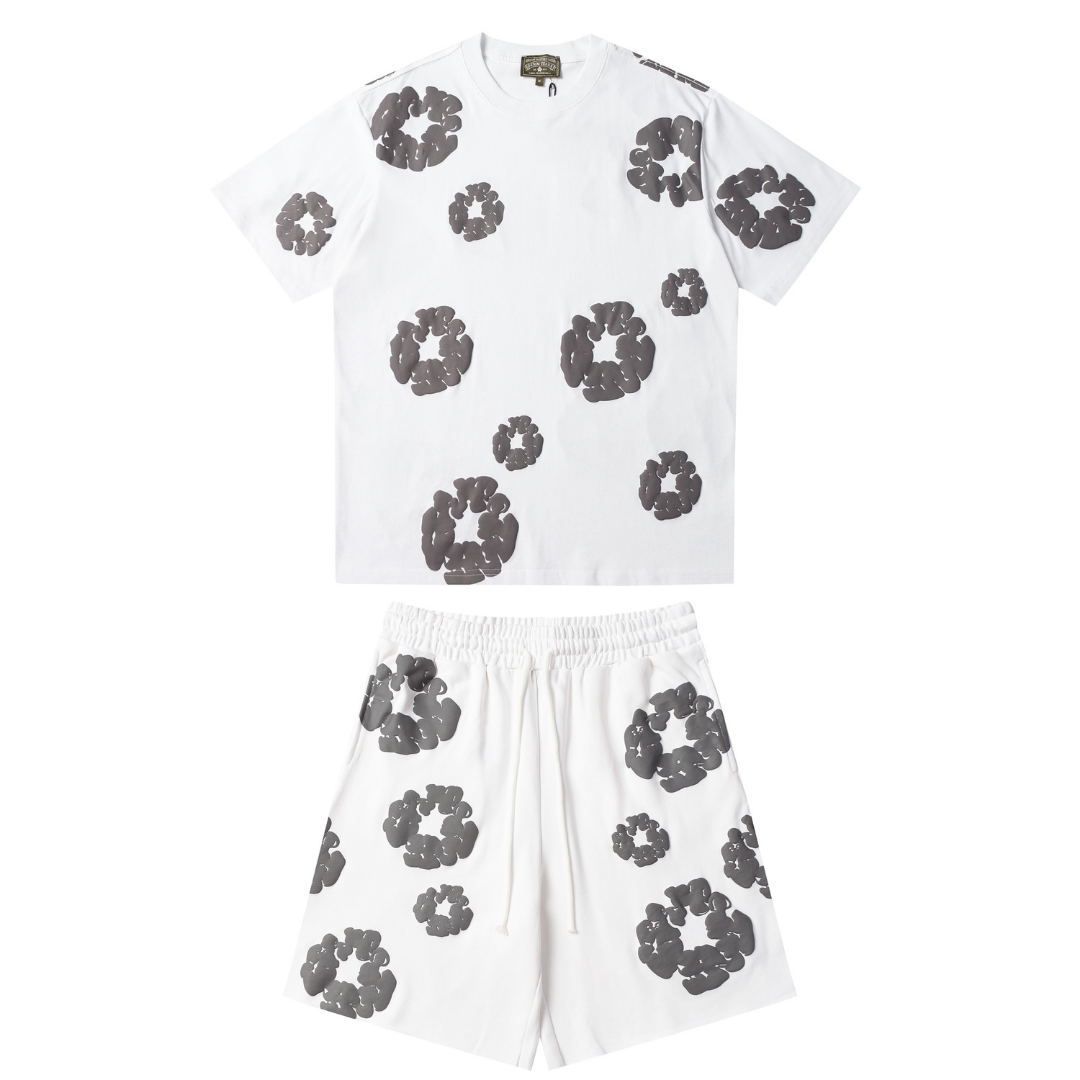 Ensemble Short Denim Trs Blanc Gris