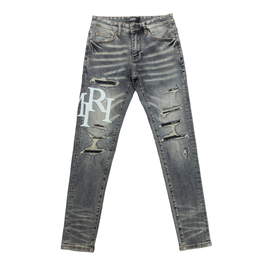 Jean Amr Staggered Gris Bleu