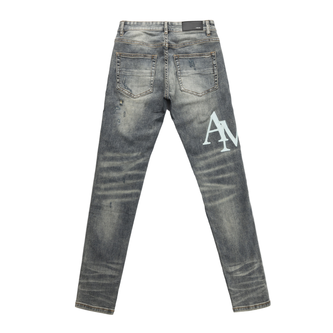 Jean Amr Staggered Gris Bleu
