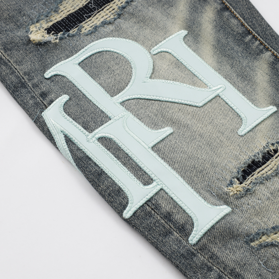 Jean Amr Staggered Gris Bleu