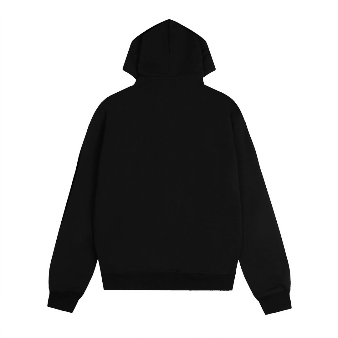 Sweat à Capuche Polo Noir Zippé