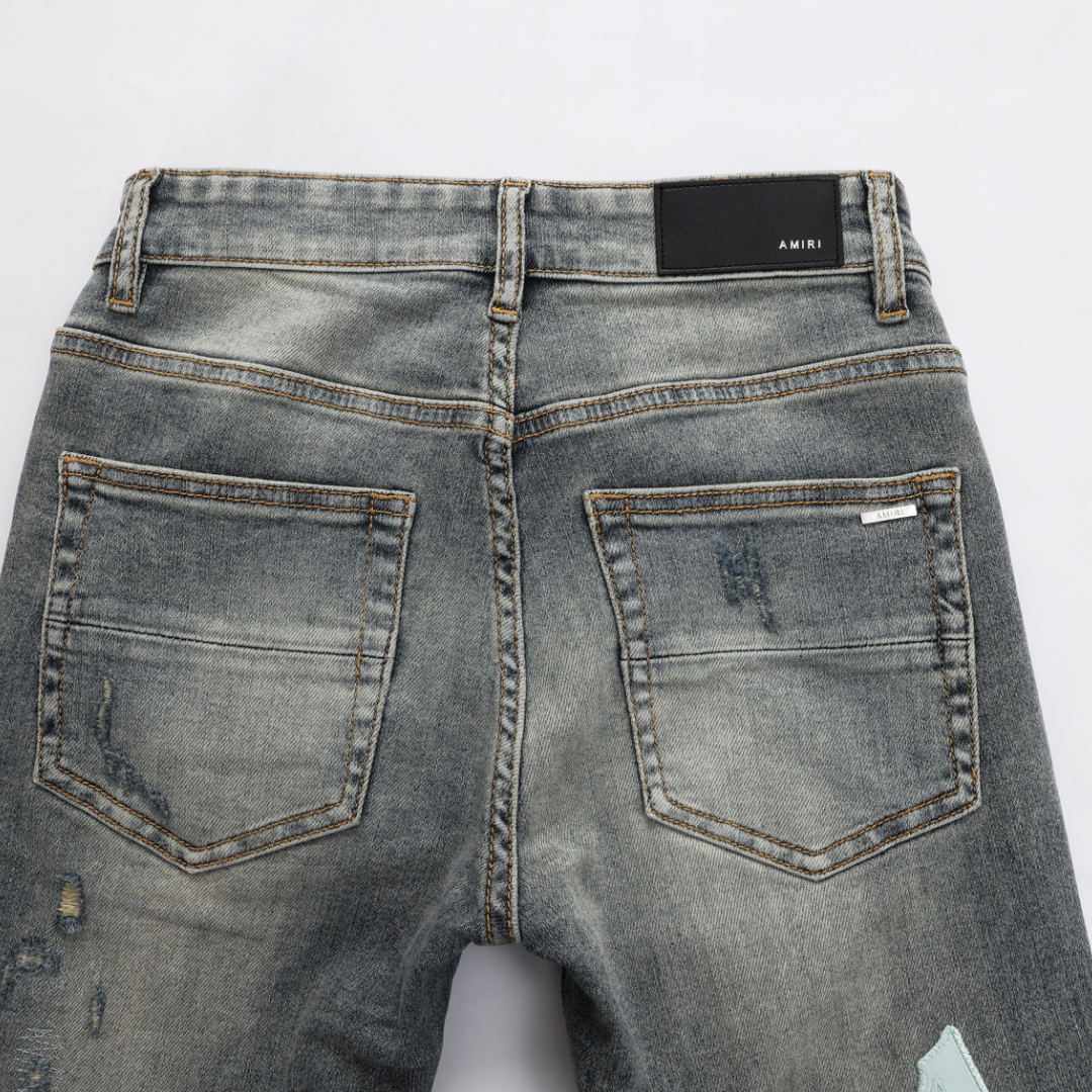 Jean Amr Staggered Gris Bleu