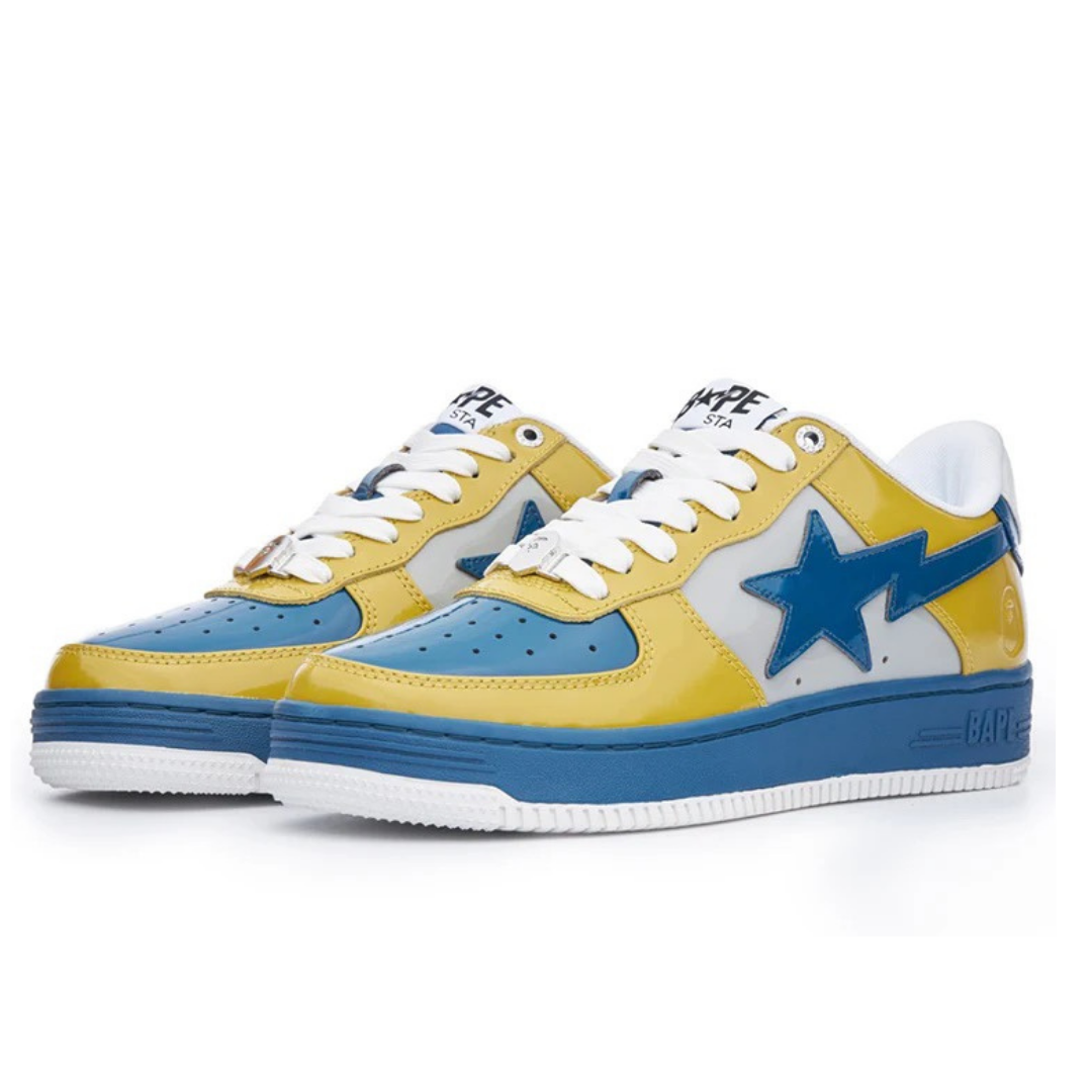 Bape Bapesta Jaune Bleu Blanc