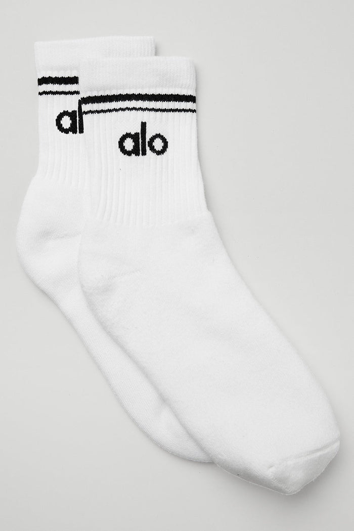 Retro Crew Unisex White / Black Socks