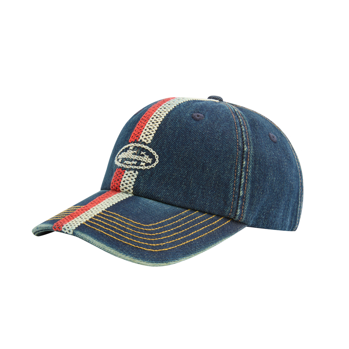 Corteiz Cross-stitch Denim Cap - Washed Indigo