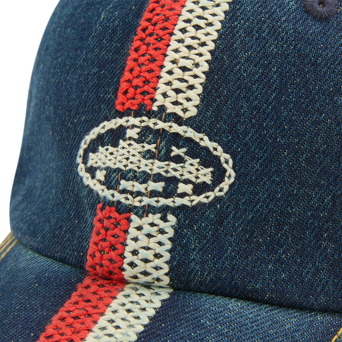 Corteiz Cross-stitch Denim Cap - Washed Indigo
