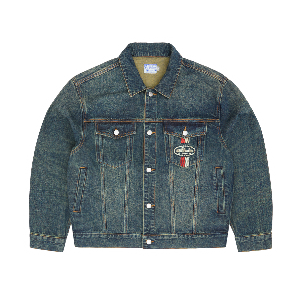 Corteiz Cross-stitch Denim Jacket - Washed Indigo