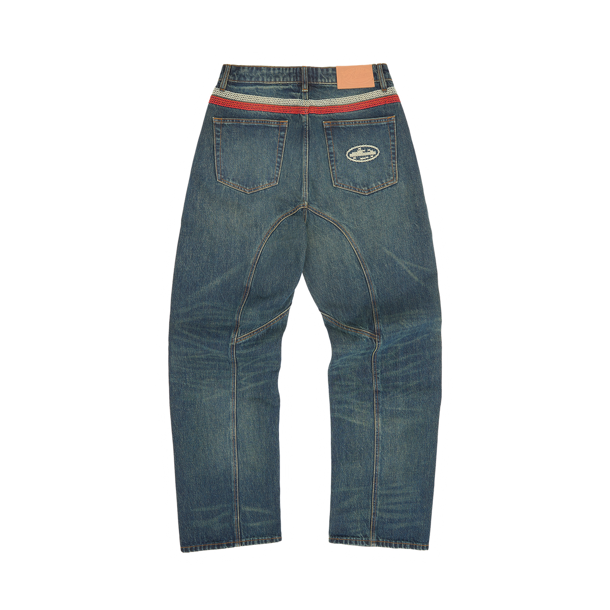 Corteiz Cross-stitch Denim Jeans - Washed Indigo