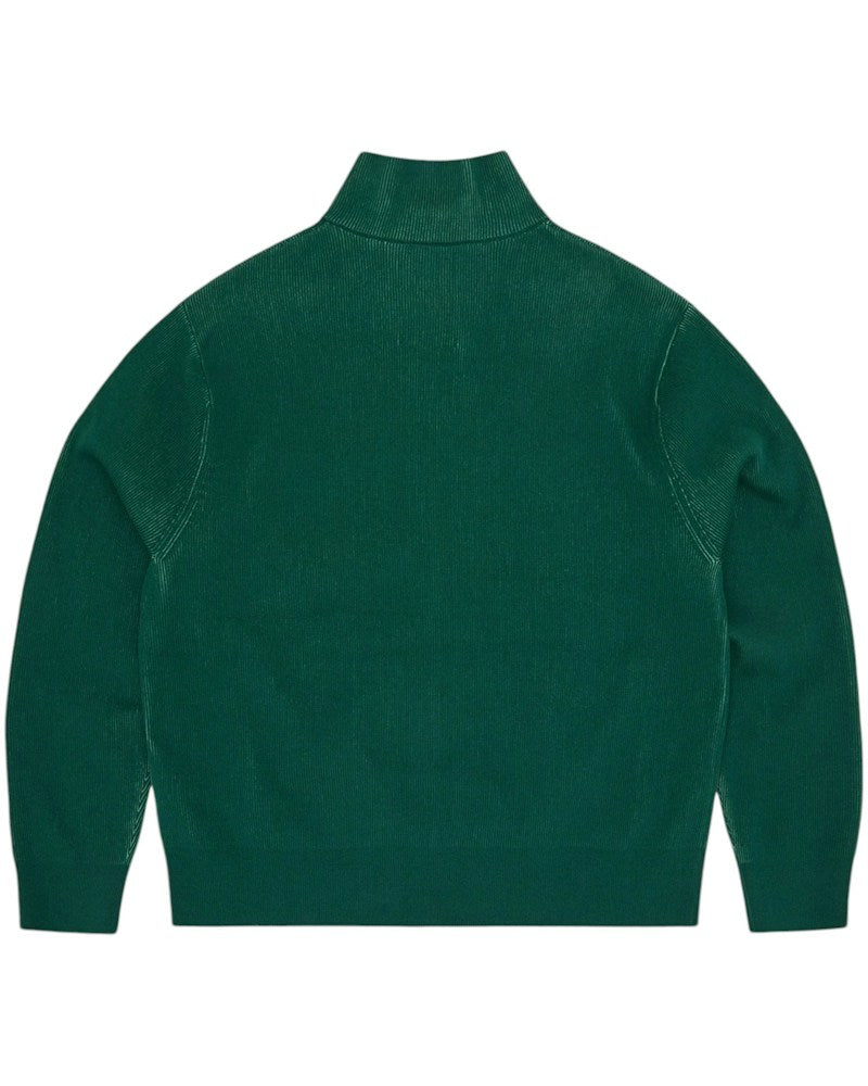 Corteiz 2 Tone Ribbed Knit Zip Up Top - Green