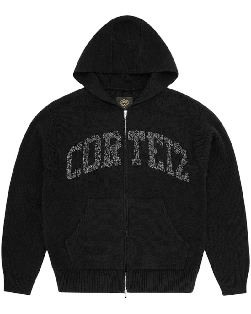 Corteiz 3M College Knit Zip Hoodie - Black