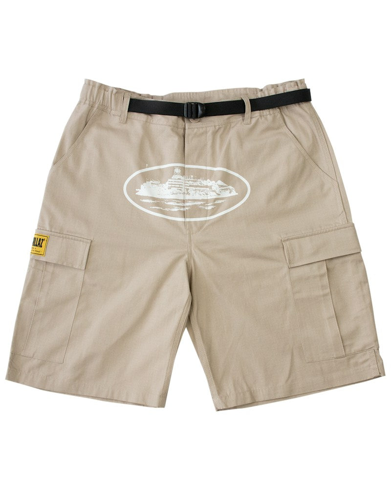 Corteiz Alcatraz Cargo Shorts - Beige