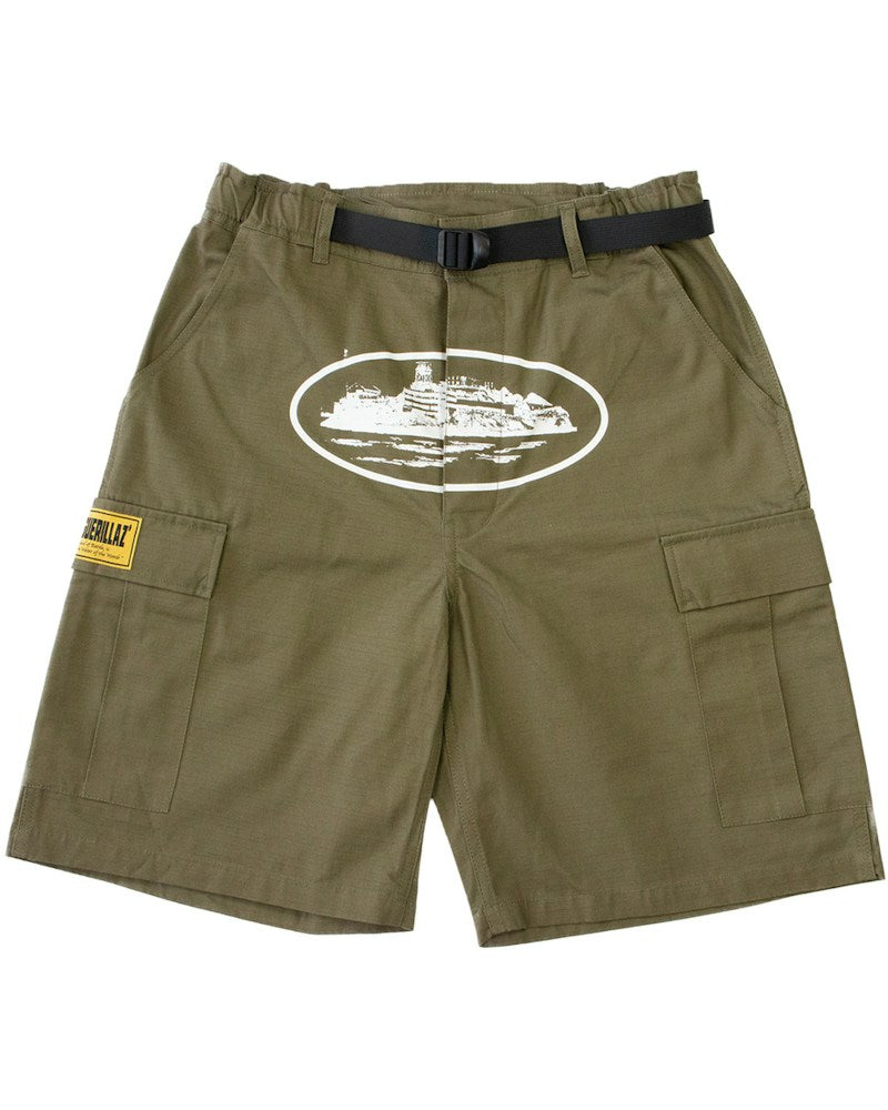 Corteiz Alcatraz Cargo Shorts - Khaki Green