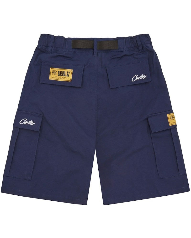 Corteiz Alcatraz Cargo Shorts - Navy
