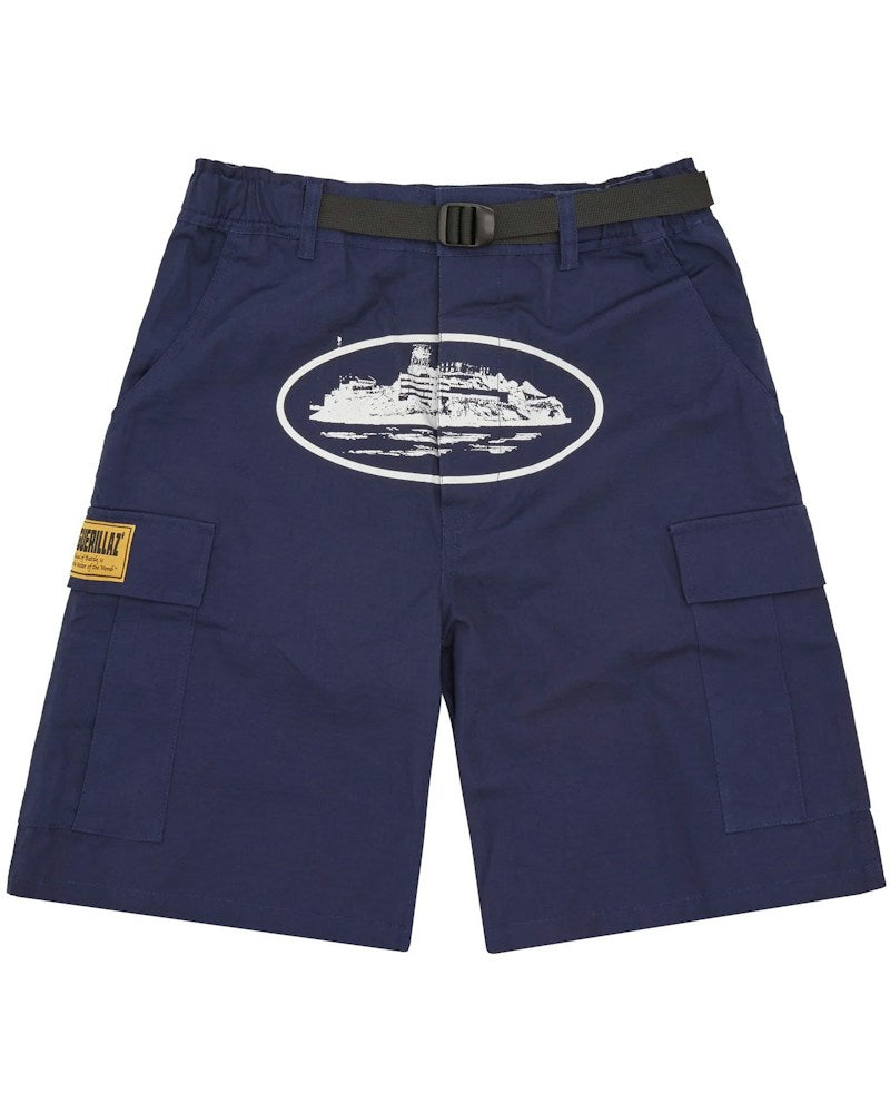 Corteiz Alcatraz Cargo Shorts - Navy