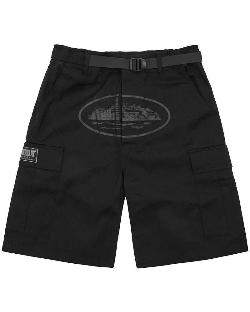 Corteiz Alcatraz Cargo Shorts - Triple Black