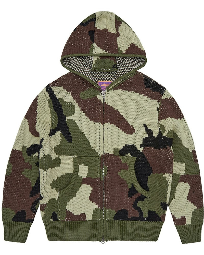 Corteiz Alcatraz Heavy Knit Zip Hoodie - Camo