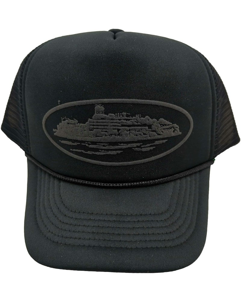 Corteiz Alcatraz Premium Puff Print Trucker Hat - Black/Black