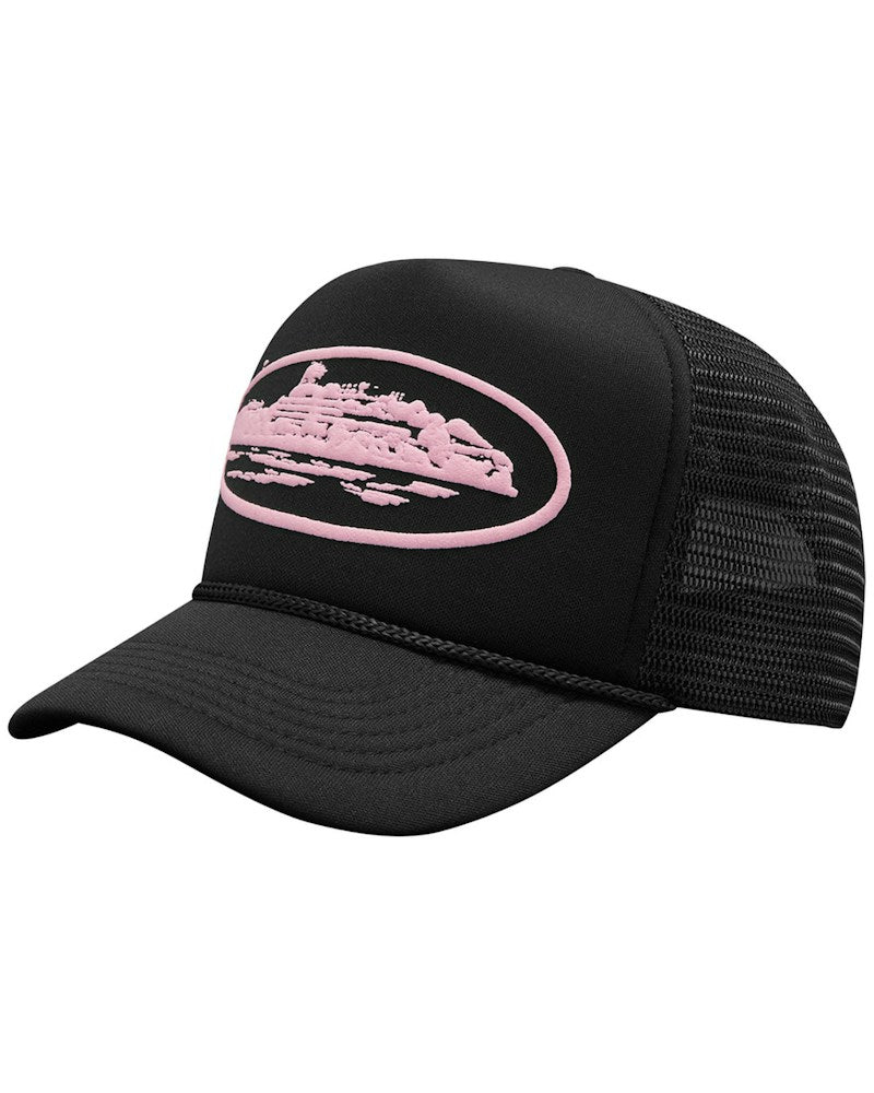 Corteiz Alcatraz Premium Trucker Hat - Black/Pink