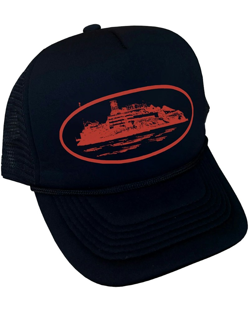 Corteiz Alcatraz Trucker Hat - Black/Red