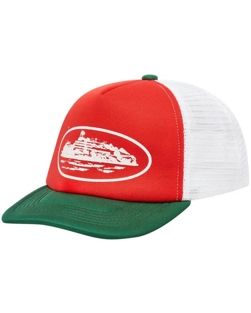 Corteiz Alcatraz Trucker Hat - Red/Green
