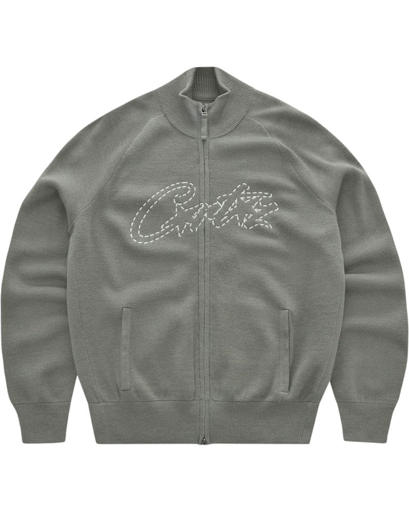 Corteiz Allstarz Knit Zip Up Jacket - Gully Grey