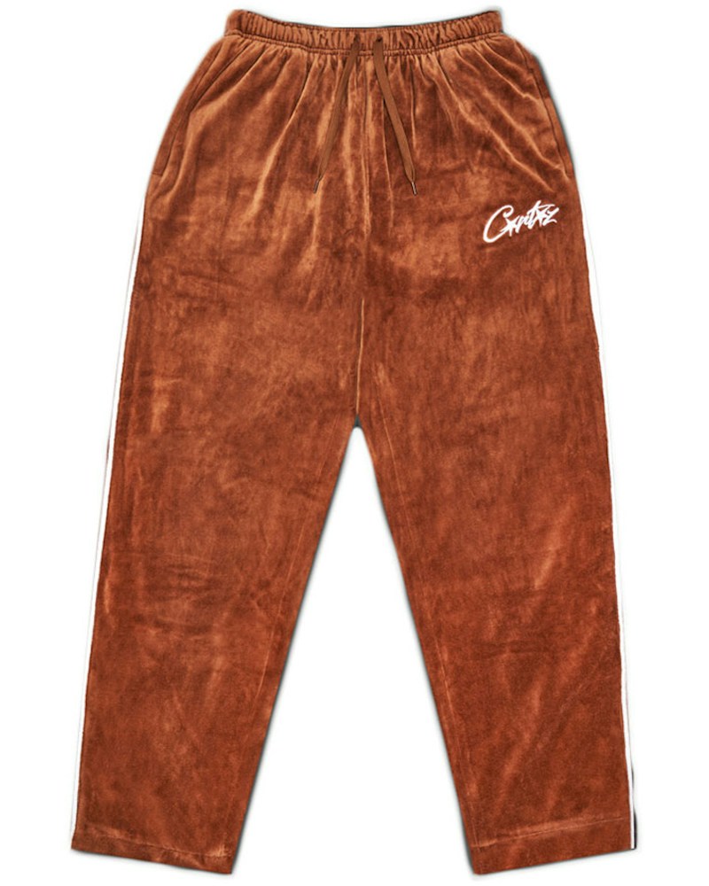 Corteiz Allstarz VVS Velour Bottoms - Brown