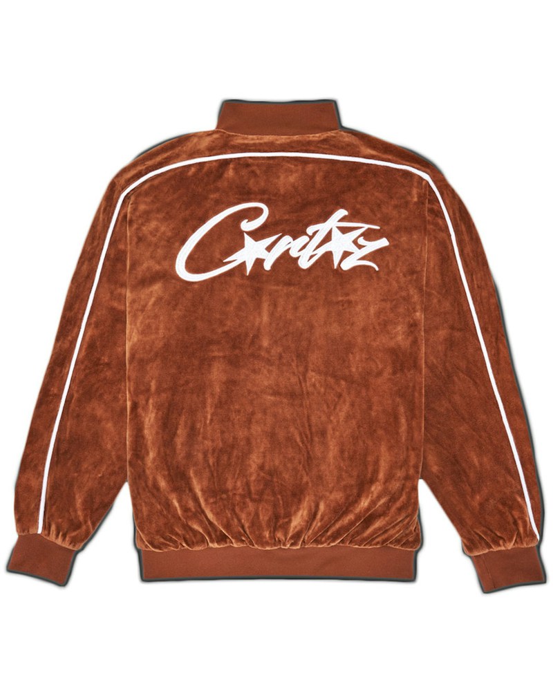 Corteiz Allstarz VVS Velour Jacket - Brown