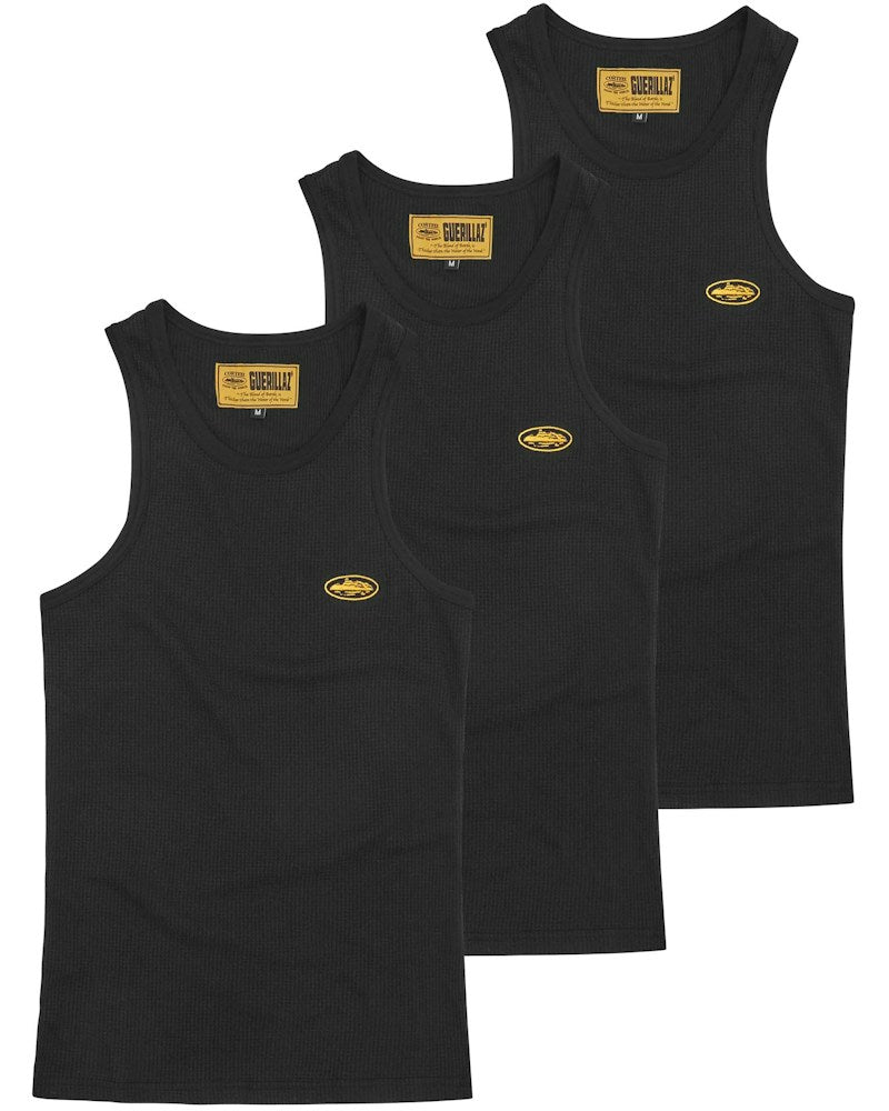 Corteiz Bolo Essentials Tank Top (3-Pack) - Black
