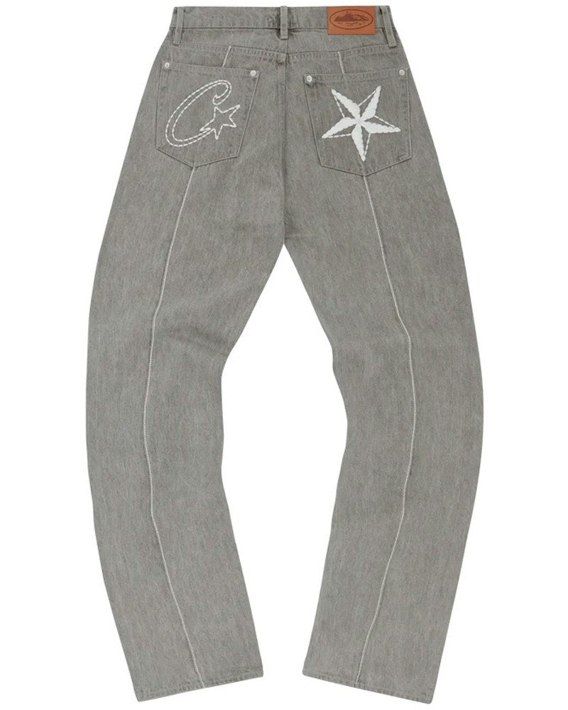 Corteiz C-Star Denim Jeans - Grey