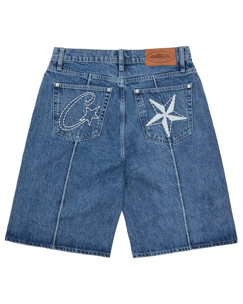Corteiz C-Star Denim Jorts - Faded Blue
