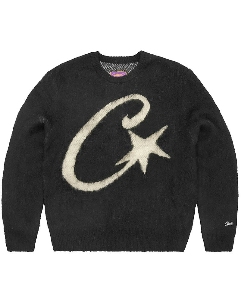 Corteiz C Star Mohair Knit Sweater - Black