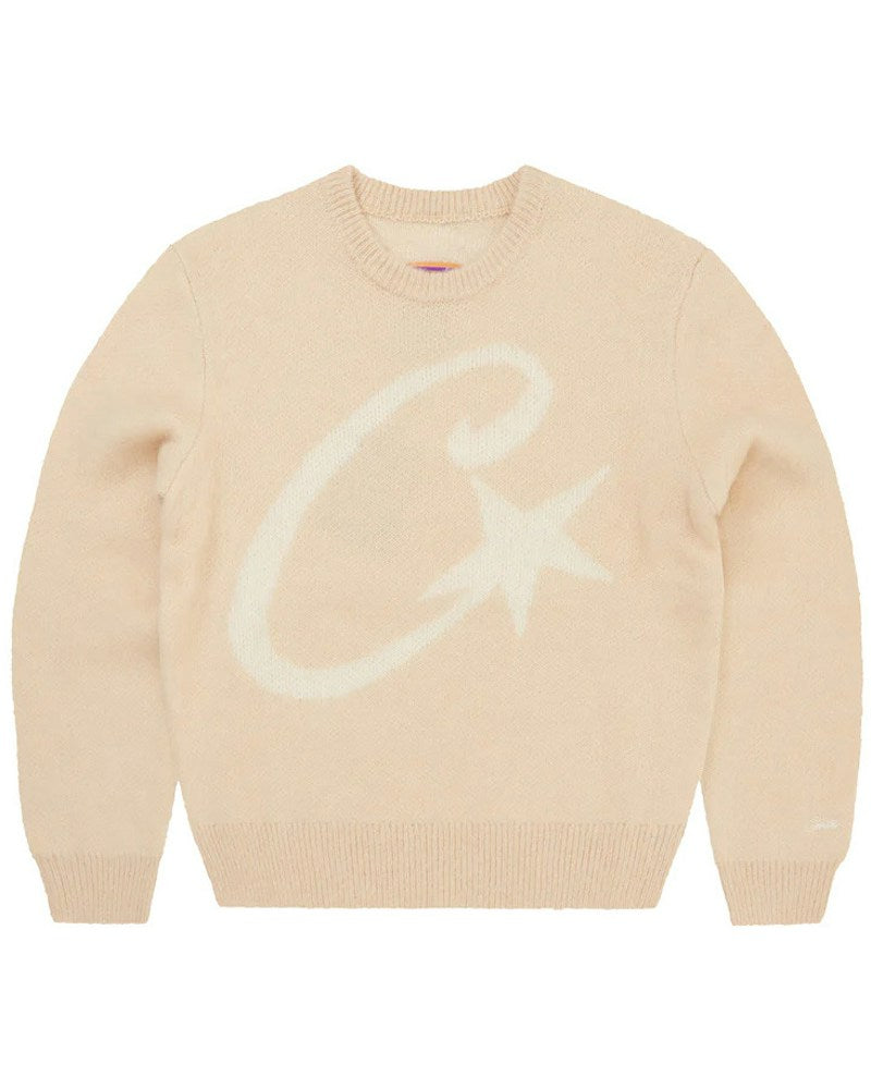 Corteiz C Star Mohair Knit Sweater - Cream