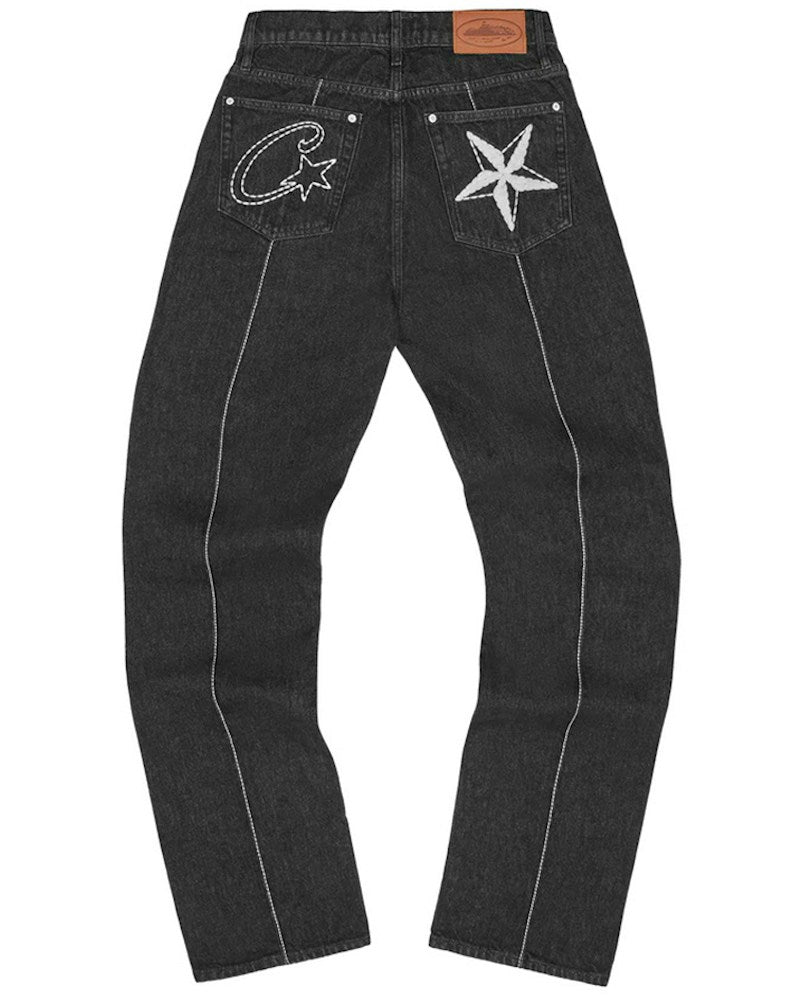 Corteiz C-Star Stitch-Down Jeans - Black