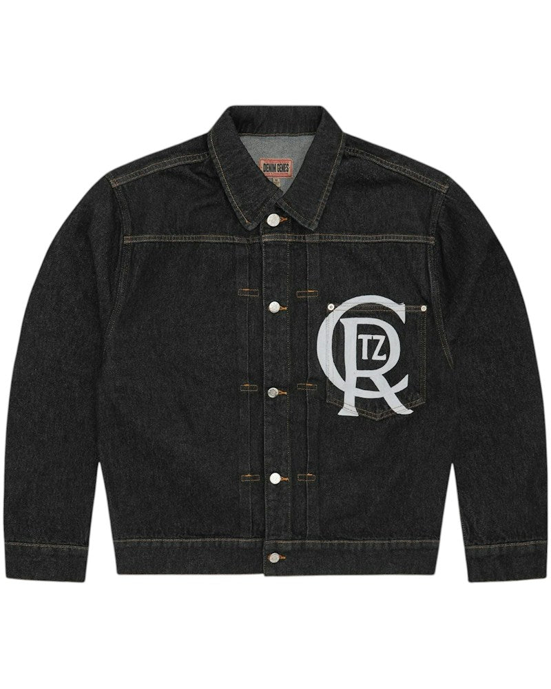 Corteiz Crest Chainstitch Denim Jacket - Washed Black