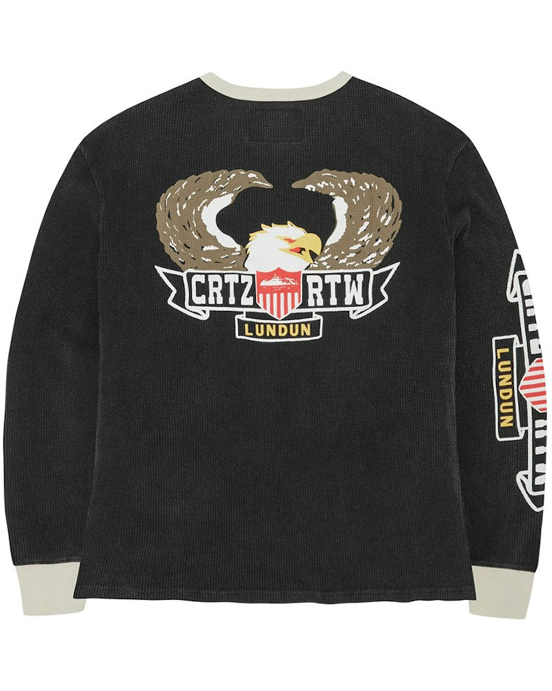 Corteiz Dipset Waffle L/S Tee - Washed Black