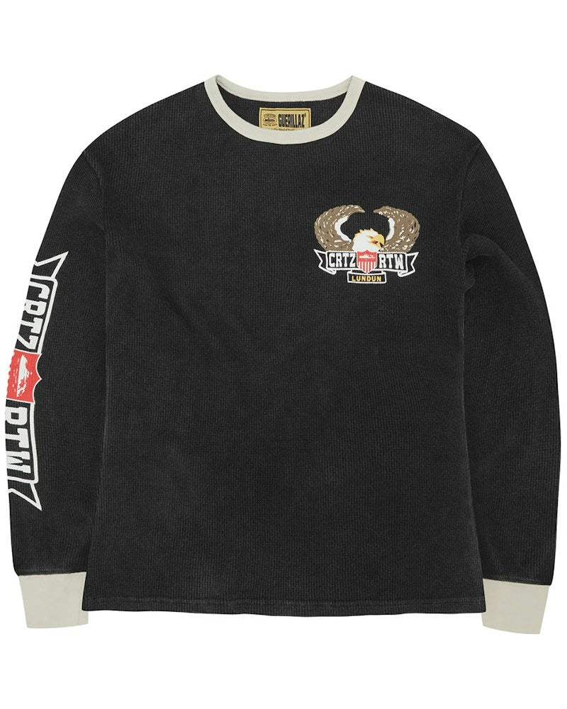 Corteiz Dipset Waffle L/S Tee - Washed Black