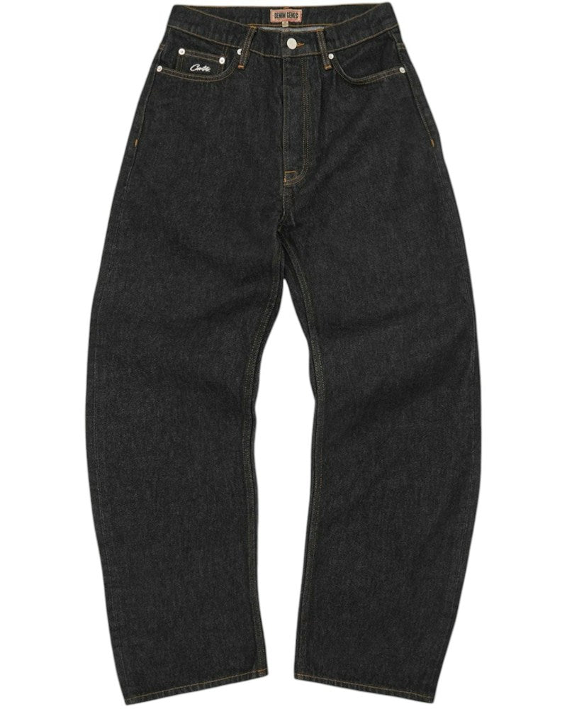 Corteiz Dual Stripe Baggy Jeans - Washed Black