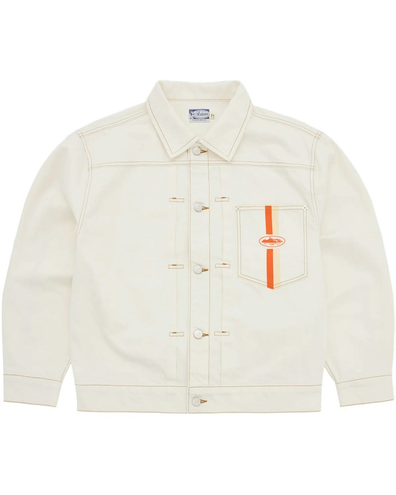 Corteiz Dual Stripe Denim Jacket - Off White