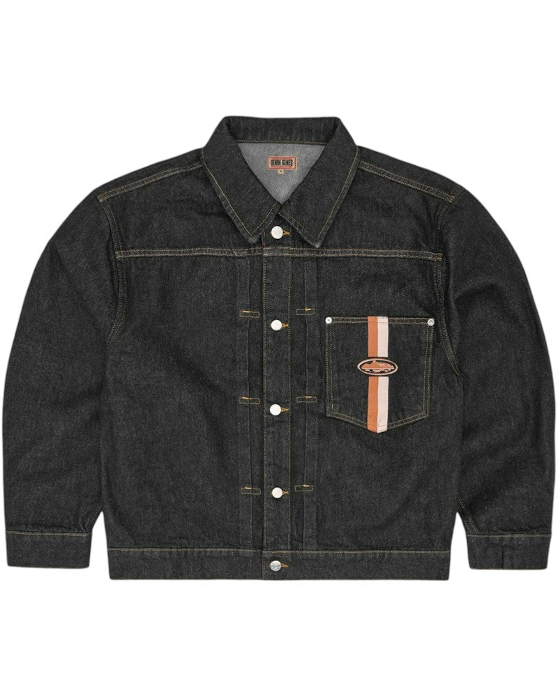 Corteiz Dual Stripe Denim Jacket - Washed Black