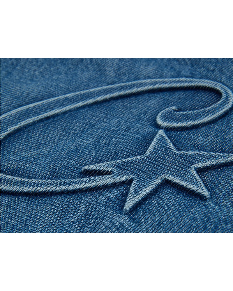 Corteiz Embossed C-Star Denim Work Jacket - Blue